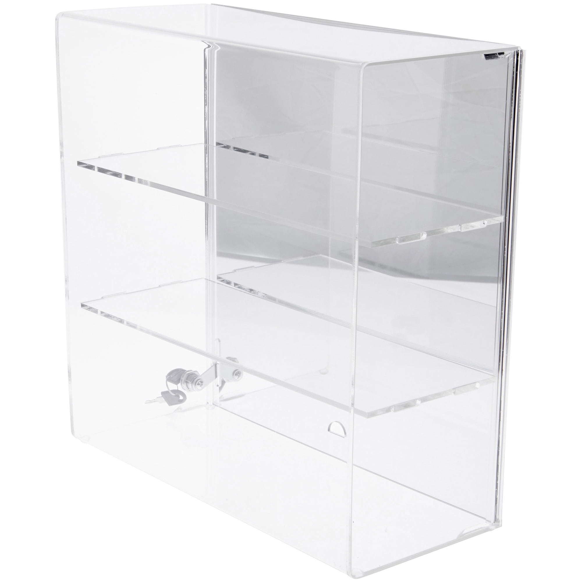 Plymor Clear Acrylic Locking Display Case with Sliding Back, 2 Shelves ...