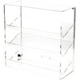 thumbnail image 1 of Plymor Clear Acrylic Locking Display Case with Sliding Back, 3 Angled Shelves, 16.25" H x 16.25" W x 7" D, 1 of 1