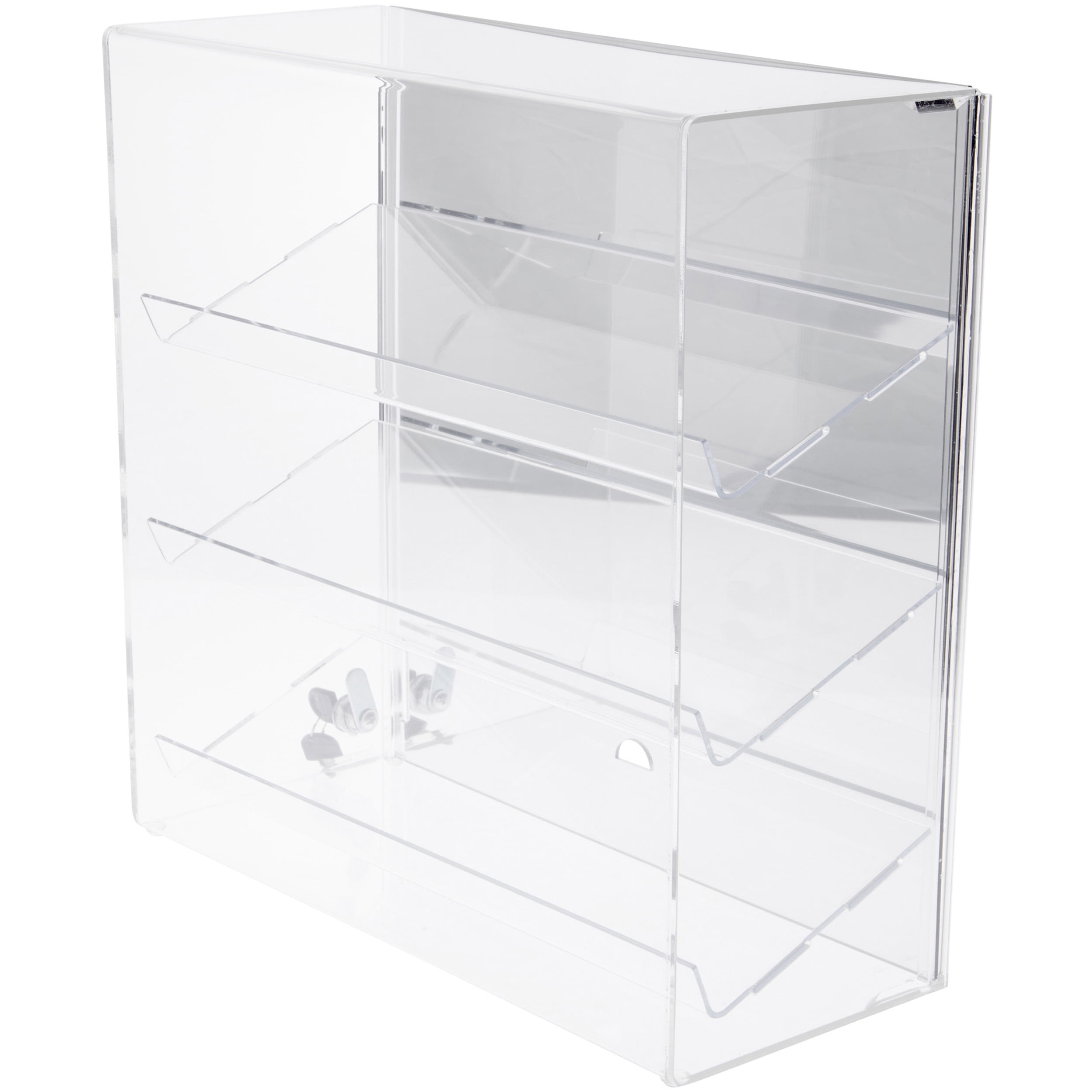Plymor Clear Acrylic Locking Display Case with Sliding Back, 3 Angled ...