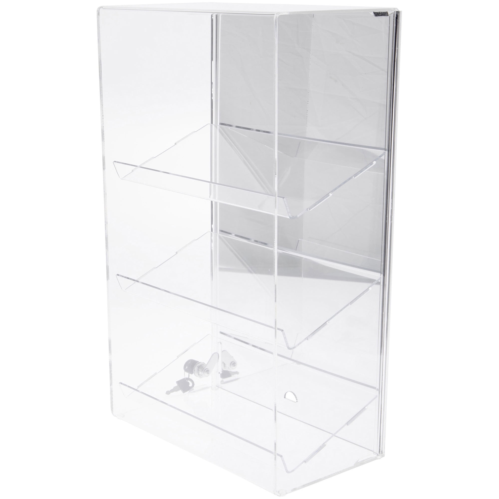 Plymor Clear Acrylic Locking Display Case with Sliding Back, 3 Angled ...