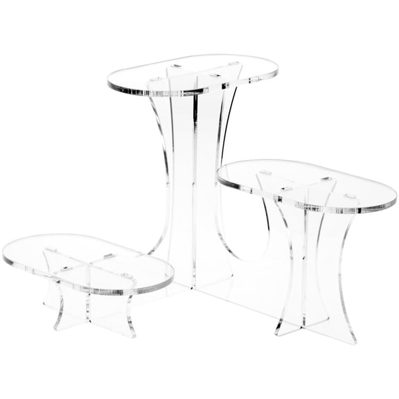 Plymor Clear Acrylic Multi-Level, 3 Platform Interlocking Display Riser, 8.25" x 13" x 10.75"