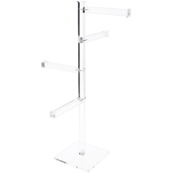 Plymor Clear Acrylic Necklace Tree with Square Rods, 22" H x 13" W x 13" D