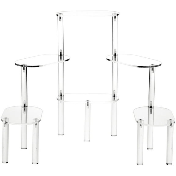 Plymor Clear Acrylic Oval 6-Platform Multi-Item Display Riser, 14.75" H x 30" W