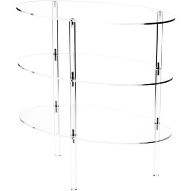 Plymor Clear Acrylic Oval Triple Shelf Display, 18" W x 10" D x 18.5" H