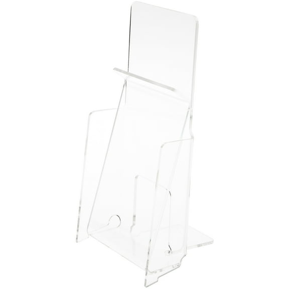 Plymor Clear Acrylic Pinch-Style Tri-Fold Brochure Literature Holder (Countertop), Fits Documents Up to 4" Wide (6 Pack)