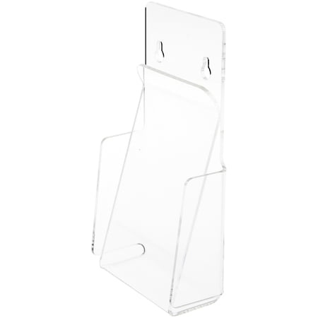 Plymor Clear Acrylic Pinch-Style Tri-Fold Brochure Literature Holder (Wall Mount), Fits Documents Up to 4" Wide