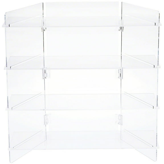 Plymor Clear Acrylic Portable Folding 4-Shelf Display, 24" H x 24" W x 10.25" D