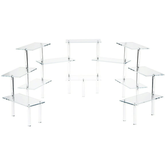 Plymor Clear Acrylic Rectangular 12-Platform Multi-Item Display Riser, 14.375" H x 73" W