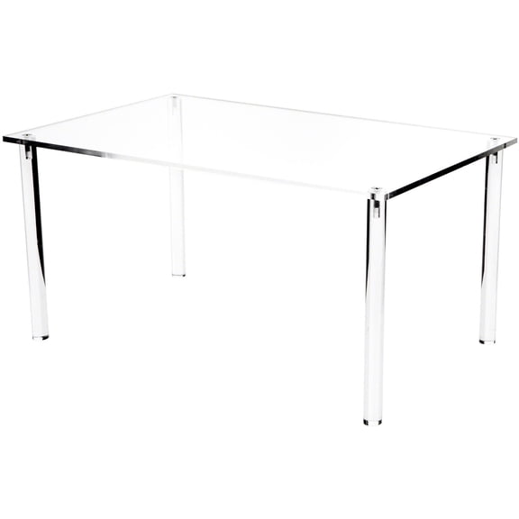 Plymor Clear Acrylic Rectangular 4-Leg Display Riser, 8" H x 16" W x 10" D (2 Pack)
