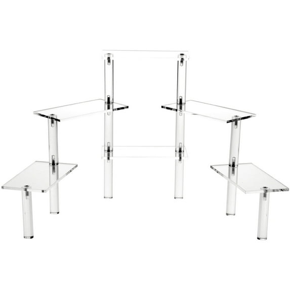 Plymor Clear Acrylic Rectangular 6-Platform Multi-Item Display Riser, 10.25" H x 26" W