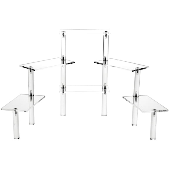 Plymor Clear Acrylic Rectangular 6-Platform Multi-Item Display Riser, 10.25" H x 26" W