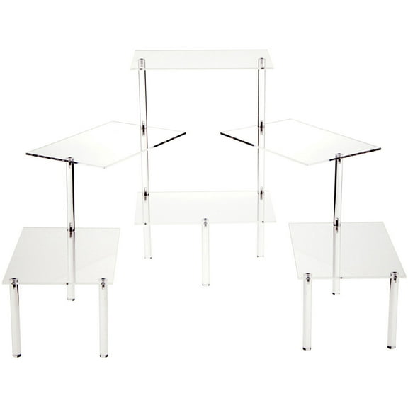 Plymor Clear Acrylic Rectangular 6-Platform Multi-Item Display Riser, 18.75" H x 54" W