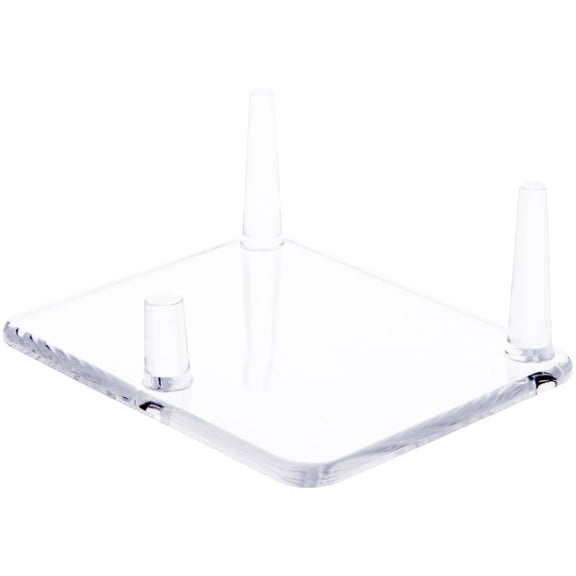 Plymor Clear Acrylic Rectangular Base with 3 Display Prongs for Geode, Mineral or Crystal Cluster, 1.375" H x 4.25" W x 3.5" D (12 Pack)