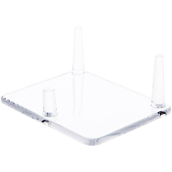 Plymor Clear Acrylic Rectangular Base with 3 Display Prongs for Geode, Mineral or Crystal Cluster, 1.375" H x 4.25" W x 3.5" D (6 Pack)
