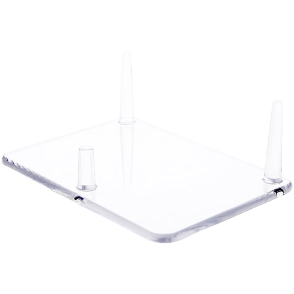 Plymor Clear Acrylic Rectangular Base with 3 Display Prongs for Geode, Mineral or Crystal Cluster, 2.125" H x 6" W x 4.5" D (12 Pack)