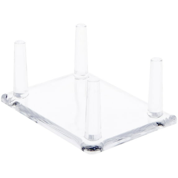 Plymor Clear Acrylic Rectangular Base with 4 Display Prongs for Geode, Mineral or Crystal Cluster, 1.5" H x 3.375" W x 2.5" D (6 Pack)