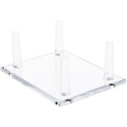 Plymor Clear Acrylic Rectangular Base with 4 Display Prongs for Geode, Mineral or Crystal Cluster, 1.75" H x 4.25" W x 3.5" D (2 Pack)