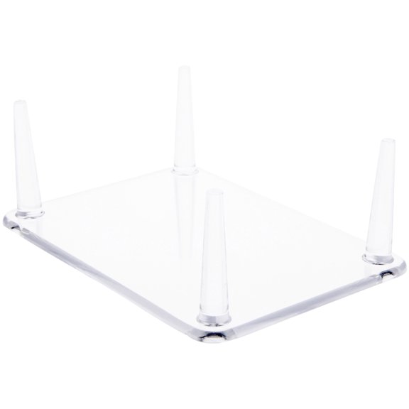 Plymor Clear Acrylic Rectangular Base with 4 Display Prongs for Geode, Mineral or Crystal Cluster, 2.25" H x 6.25" W x 4.5" D (12 Pack)