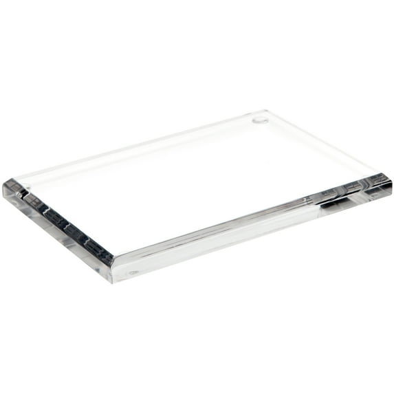 Plymor Clear Acrylic Rectangular Beveled Display Base, 6" W x 4" D x 0.5" H, Pack of 2