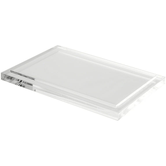 Plymor Clear Acrylic Rectangular Display Base, 6.625" W x 4.625" D x 0.3125" H, Pack of 3