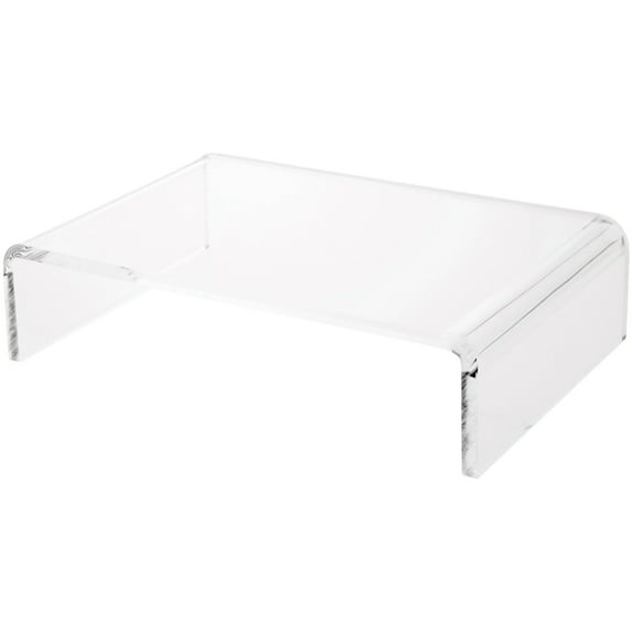 Plymor Clear Acrylic Rectangular Display Riser, 3" H x 12" W x 8" D (3/8" thick), Pack of 2