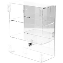 Plymor Clear Acrylic Rectangular Locking Display Case, 2 Shelves (Mirrored), 12.75" H x 10.25" W x 5" D