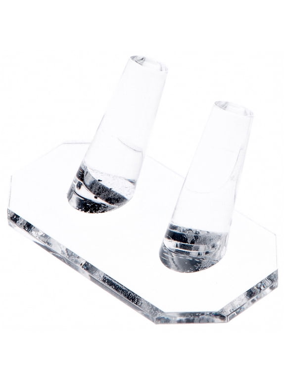 Clear Acrylic Ring Finger Display, Double, 3.75" W x 2.25" D x 1.75" H