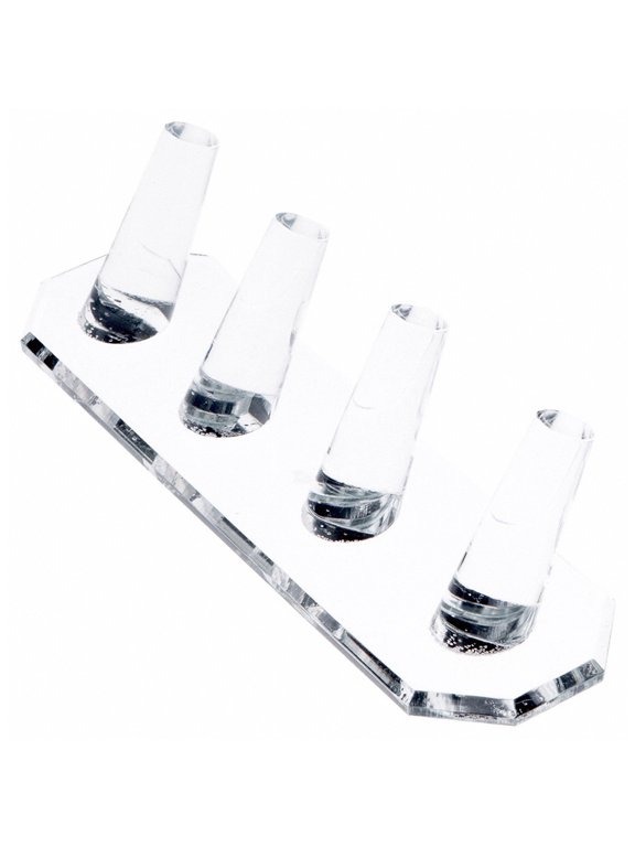 Clear Acrylic Ring Finger Display, Four, 6.875" W x 2" D x 1.75" H