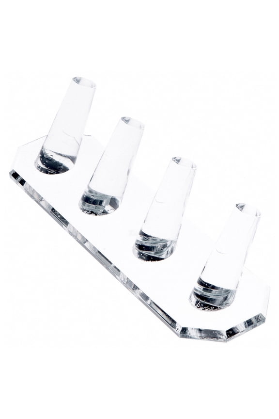 Clear Acrylic Ring Finger Display, Four, 6.875" W x 2" D x 1.75" H