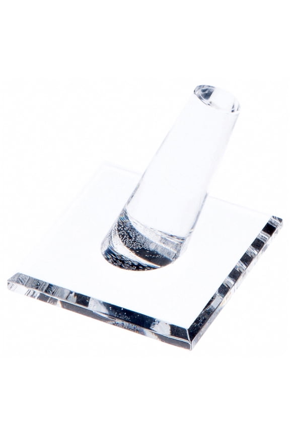Clear Acrylic Ring Finger Display, Single on Square Base, 2" W x 2" D x 1.75" H (6 Pack)