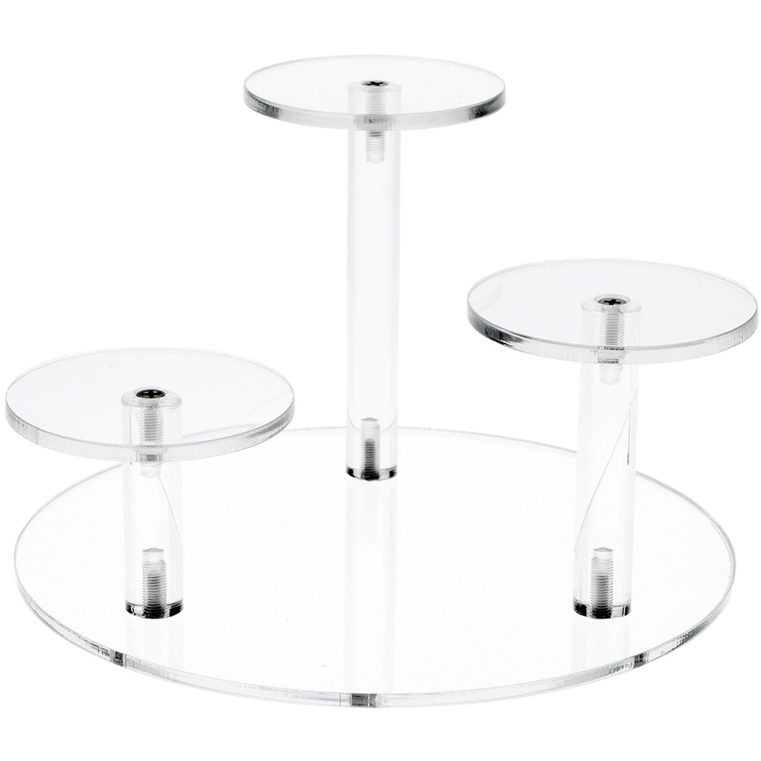 Clear Acrylic Round Pedestal Riser with Three Display Stands