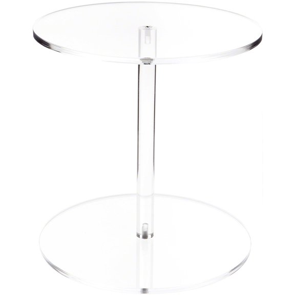 Plymor Clear Acrylic Round Barbell Pedestal Display Riser 16.75" H x 12" D (3/8" thick)