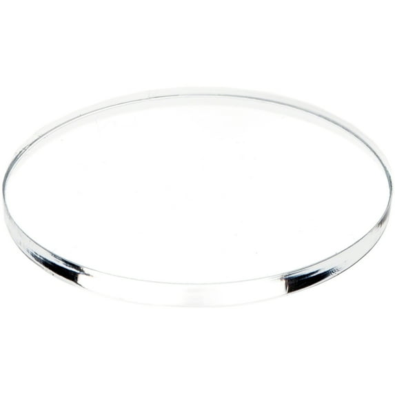 Plymor Clear Acrylic Round Standard-Edge Display Base, 3" W x 3" D x 0.25" H, Pack of 24