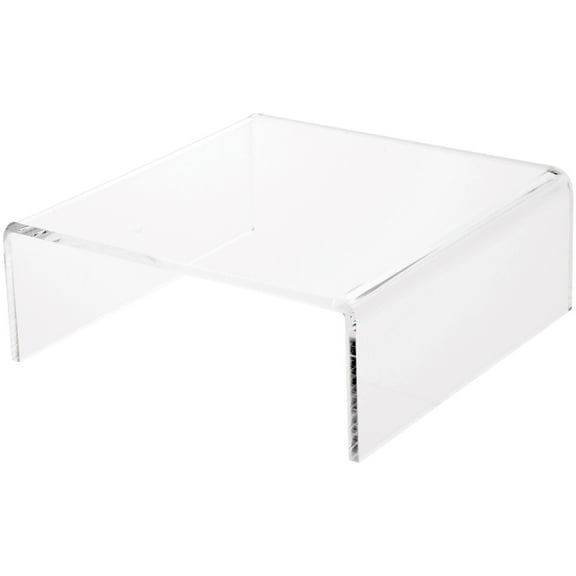 Plymor Clear Acrylic Short Square Display Riser, 3" H x 8" W x 8" D (1/4" thick), Pack of 2