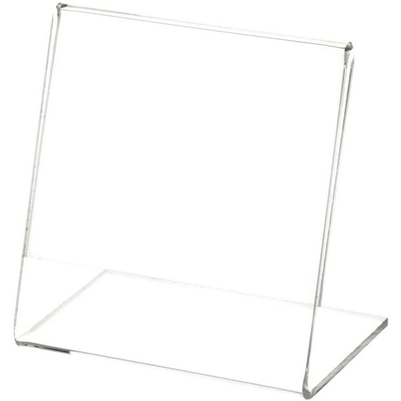 Plymor Clear Acrylic Sign Display / Literature Holder (Angled), 3.5" W x 3.5" H (2 Pack)