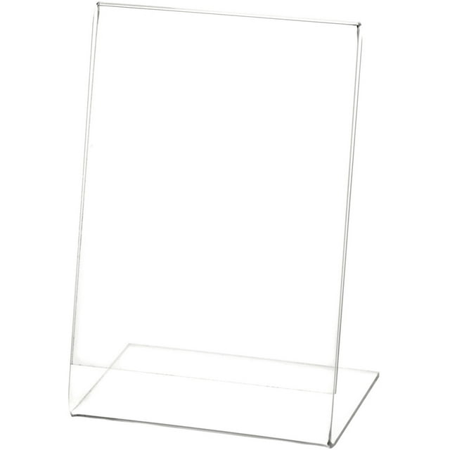 Plymor Clear Acrylic Sign Display / Literature Holder (Angled), 4" W x 6" H (6 Pack)
