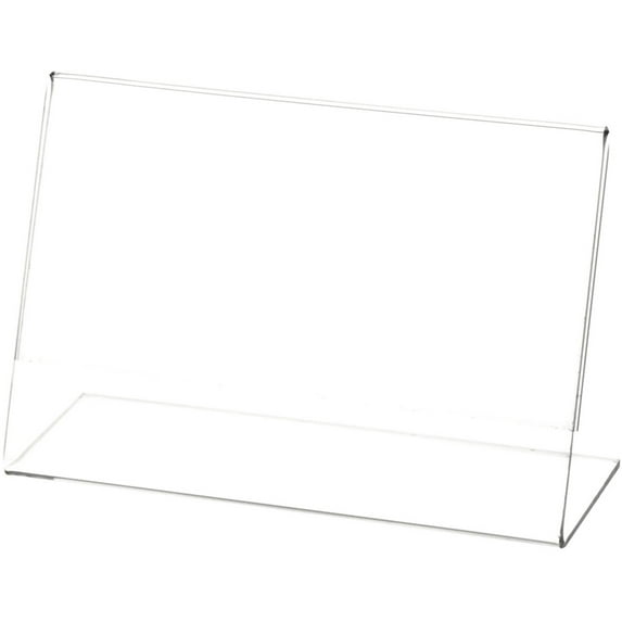 Plymor Clear Acrylic Sign Display / Literature Holder (Angled), 6" W x 4" H (2 Pack)