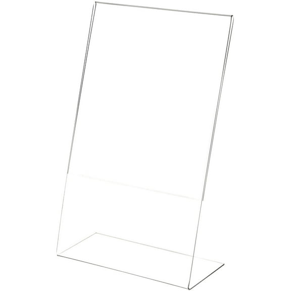 Plymor Clear Acrylic Sign Display / Literature Holder (Angled), 8.5" W x 14" H (3 Pack)