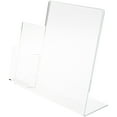 thumbnail image 1 of Plymor Clear Acrylic Slanted-Back Countertop Sign Holder with Tri-Fold Brochure Pocket on Left, 10.625" H x 17.5" W x 5" D (3 Pack), 1 of 1