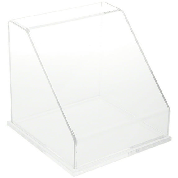Plymor Clear Acrylic Slanted Front Display Case with Base, 8" x 8" x 8"