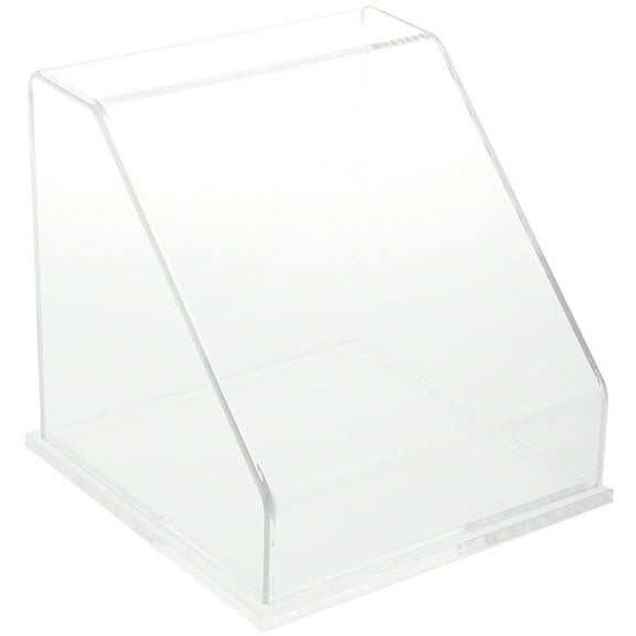 Plymor Clear Acrylic Slanted Front Display Case with Base, 8" x 8" x 8"
