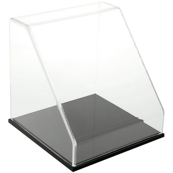 Plymor Clear Acrylic Slanted Front Display Case with Black Base, 10" x 10" x 10"