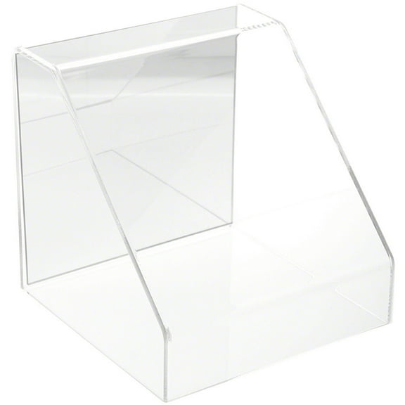 Plymor Clear Acrylic Slanted Front Display Case with No Base (Mirrored), 8" x 8" x 8" (2 Pack)