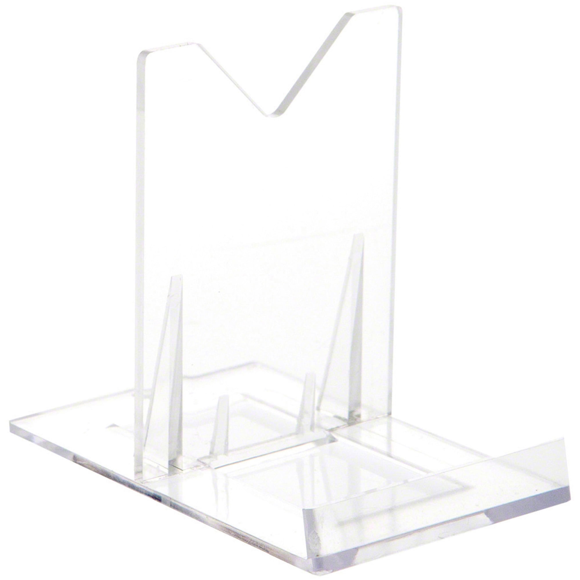 Plymor Clear Acrylic Sliding-Back Adjustable Display Easel, 3.125" H x 2.25" W x 3.5" D (12 Pack)