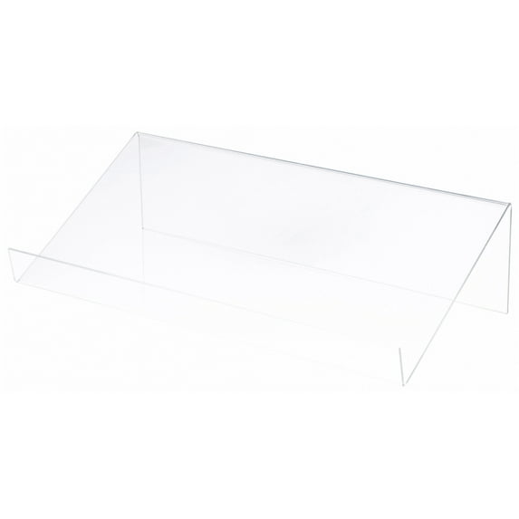 Plymor Clear Acrylic Slightly Elevated Book Display Stand with 2" Ledge, 24" W x 12" D x 6" H (2 Pack)