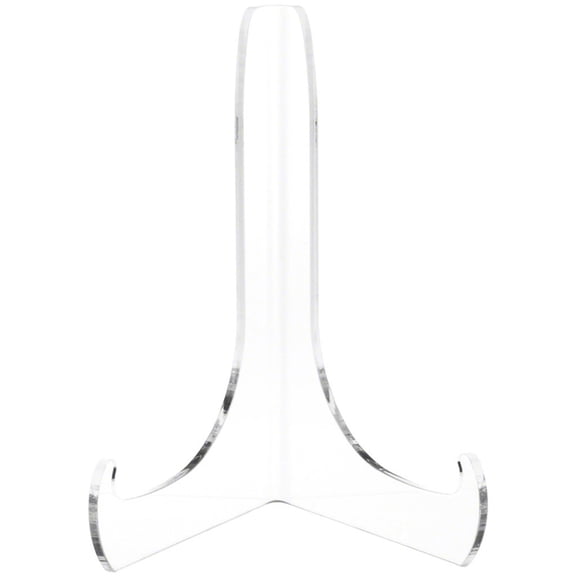 Plymor Clear Acrylic Small 60-Degree Angle Easel With Shallow Support Ledges, 4.5" H x 3.25" W x 2.5" D, fits lightweight 4" x 6" Items, like small photo (6 Pack)