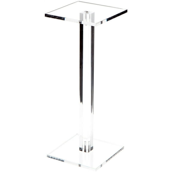 Plymor Clear Acrylic Square Barbell Pedestal Display Riser, 10.5" H x 4" W x 4" D (1/4" thick)