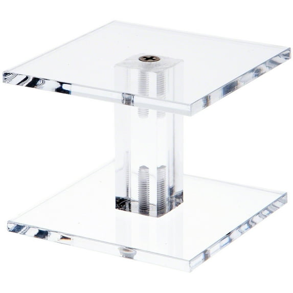 Plymor Clear Acrylic Square Barbell Pedestal Display Riser, 2.25" H x 3" W x 3" D (3/16" thick) (2 Pack)
