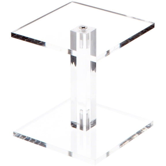 Plymor Clear Acrylic Square Barbell Pedestal Display Riser, 4.5" H x 4" W x 4" D (1/4" thick) (2 Pack)