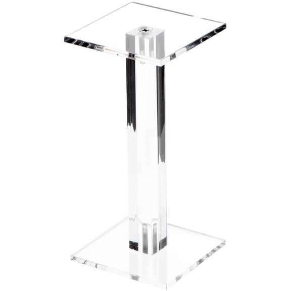 Plymor Clear Acrylic Square Barbell Pedestal Display Riser, 6.375" H x 3" W x 3" D (3/16" thick)